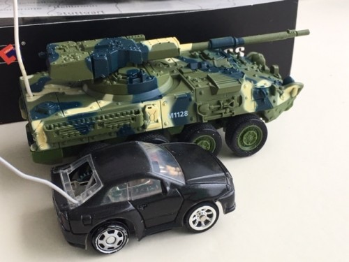 Stryker shown here with 1/67 RRC MicroSizer car.
