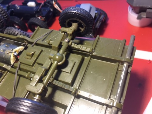 This is a stock plastic front end suspension system from a model that has &quot;movable lock position steering&quot; used in motorized scale models like this one and the Mercedes Benz of this thread.