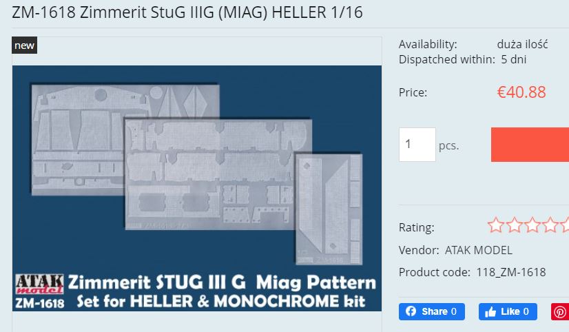 Atak Model - Zimmerit for 1/16 Stug III Miag