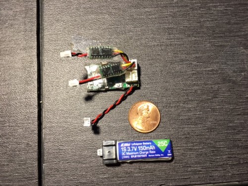 DSMX 5 channel rx with two ESC's all designed to run on 1s cell. ESC's have built in LVC.