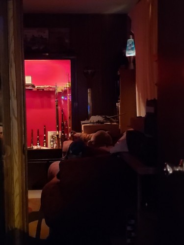 Last Friday Night looking into the Tank Room while working on the Jagdpanther.jpg
