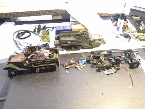 Halftrack build area is busy. A DP HT is in process.