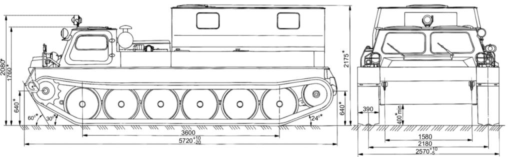 Рис. 1.2. Габаритные размеры снегоболотохода ГАЗ-34039.jpg