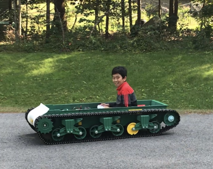 My son test drive his Sherman tank using the RC system