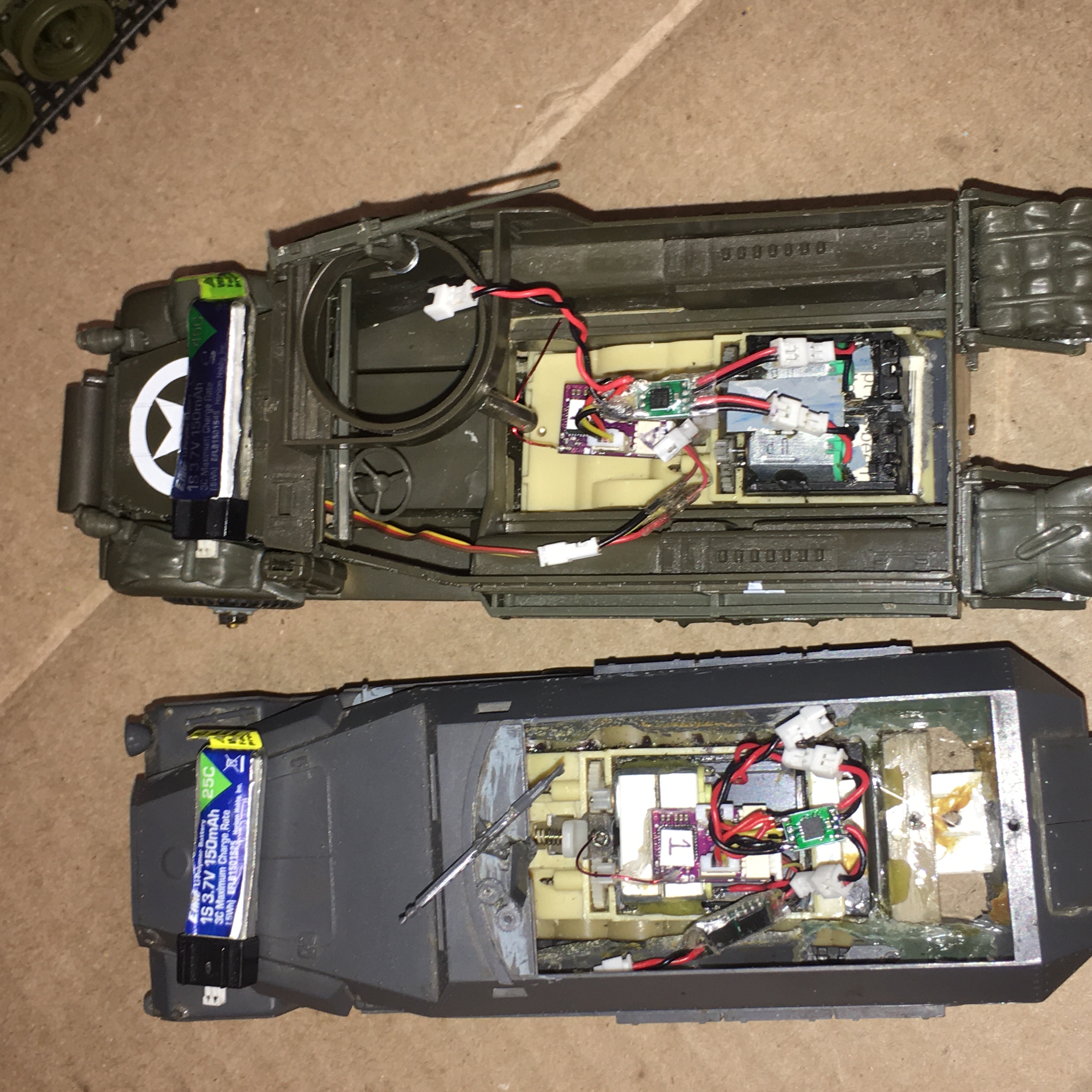 These two have state of the art electronics and Telemetry. You can set a voltage level alarm on the Transmitter so no more over discharging those delicate small lipos.