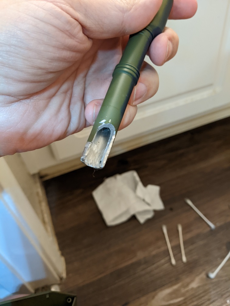 Cutting the outer barrel with a dremel