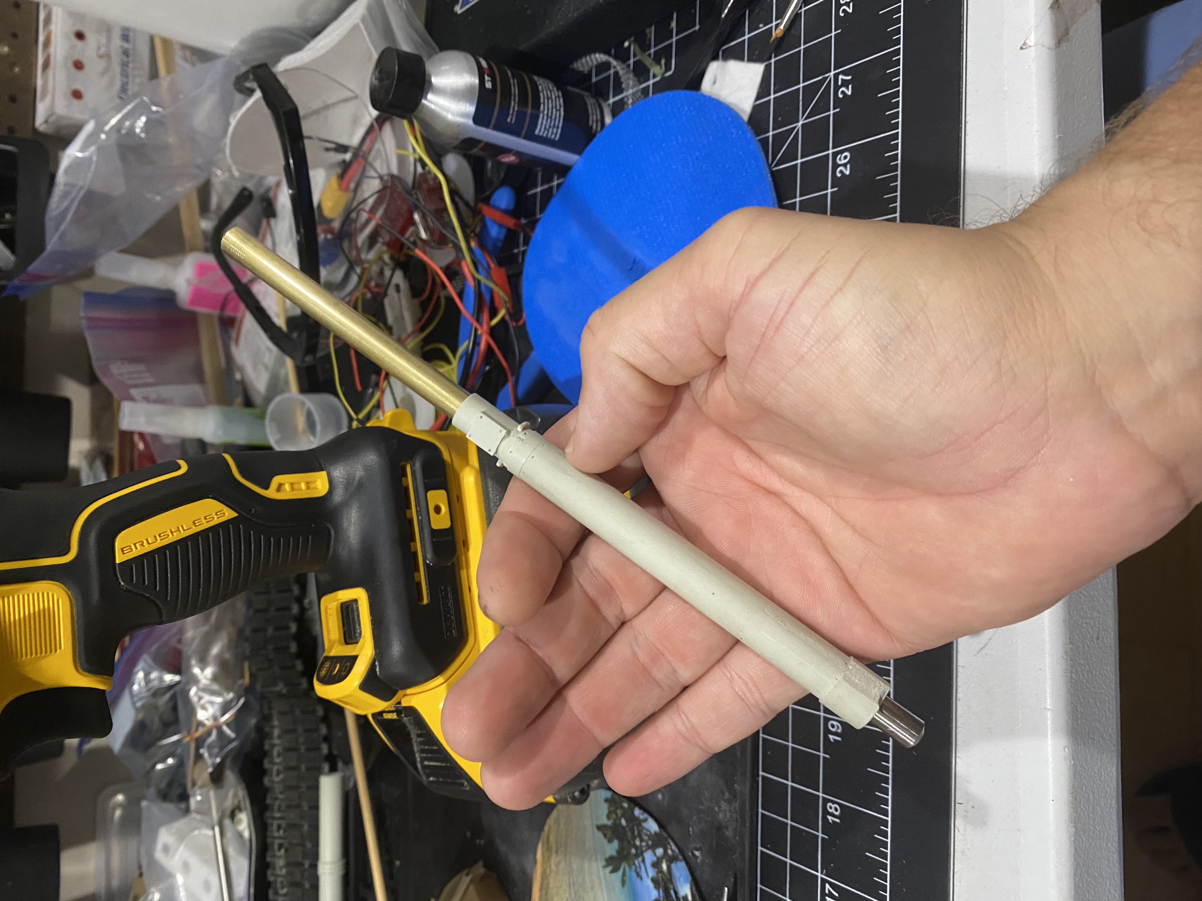 Here is the drill bit stuck inside the gun barrel