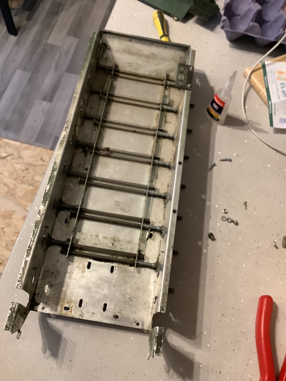 Hull stripped ready for cleaning.
