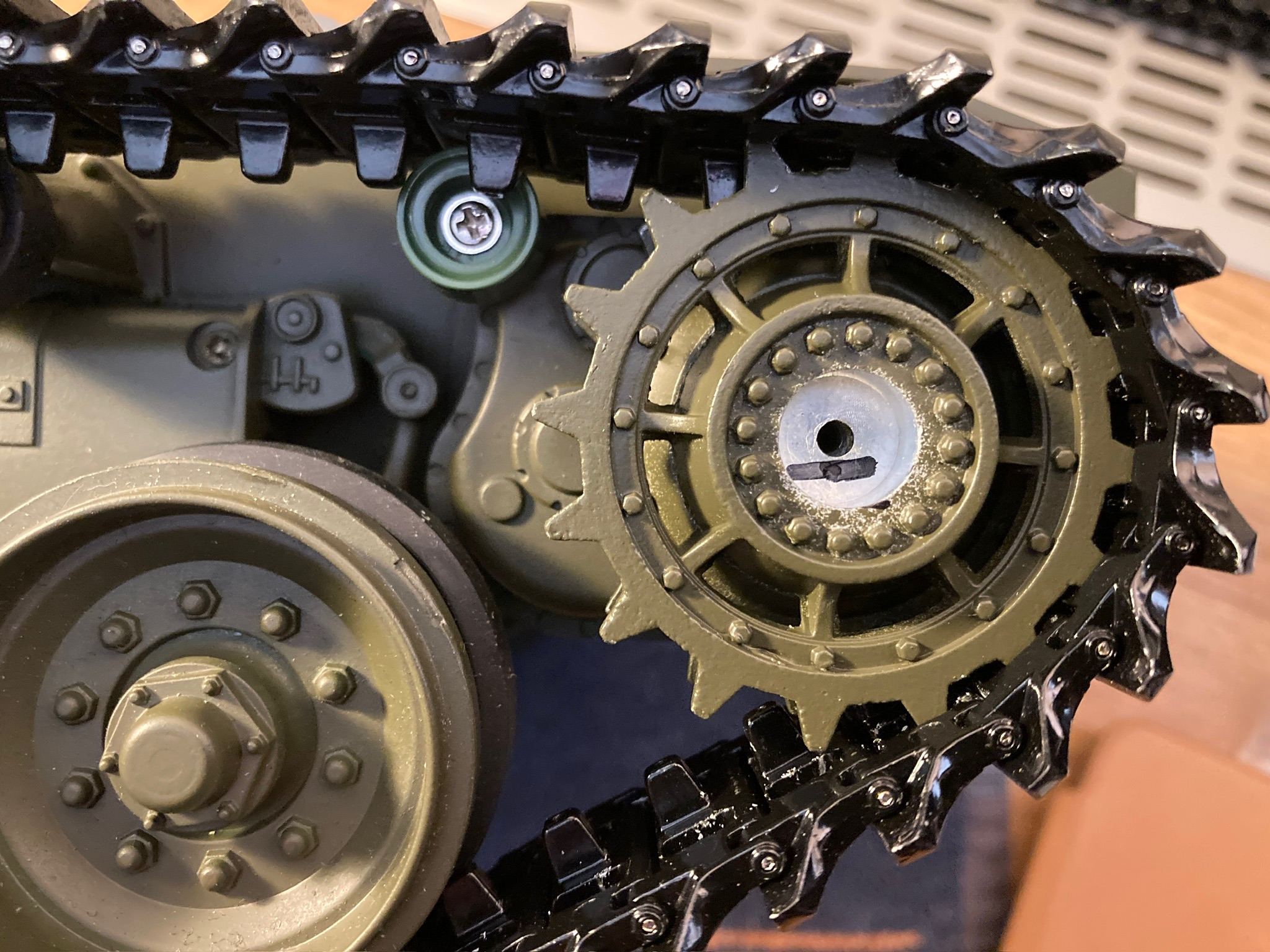 This mark helped to align the sprocket on the drive axle