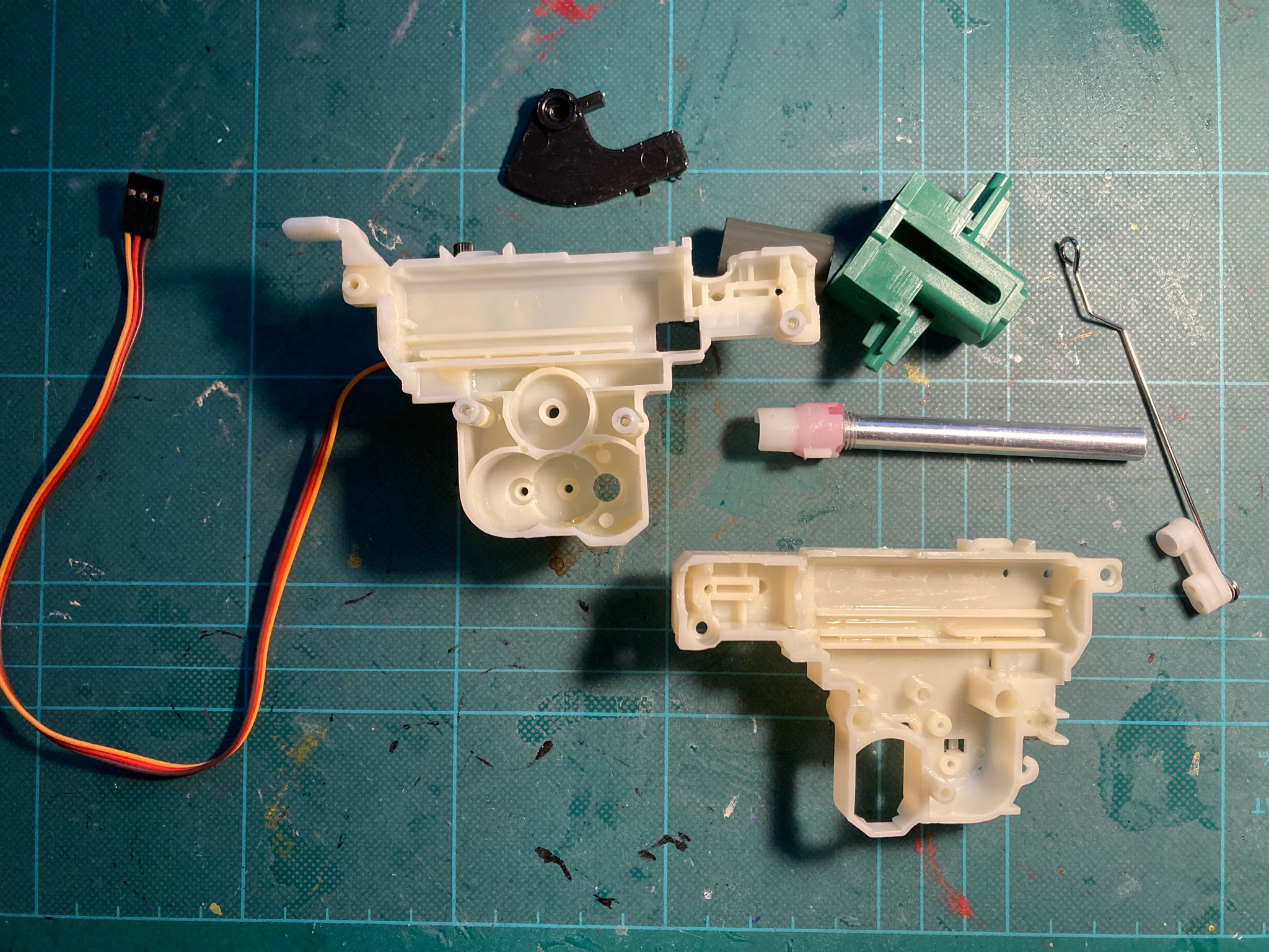 Keep these parts but not the black Bell Crank (not needed).