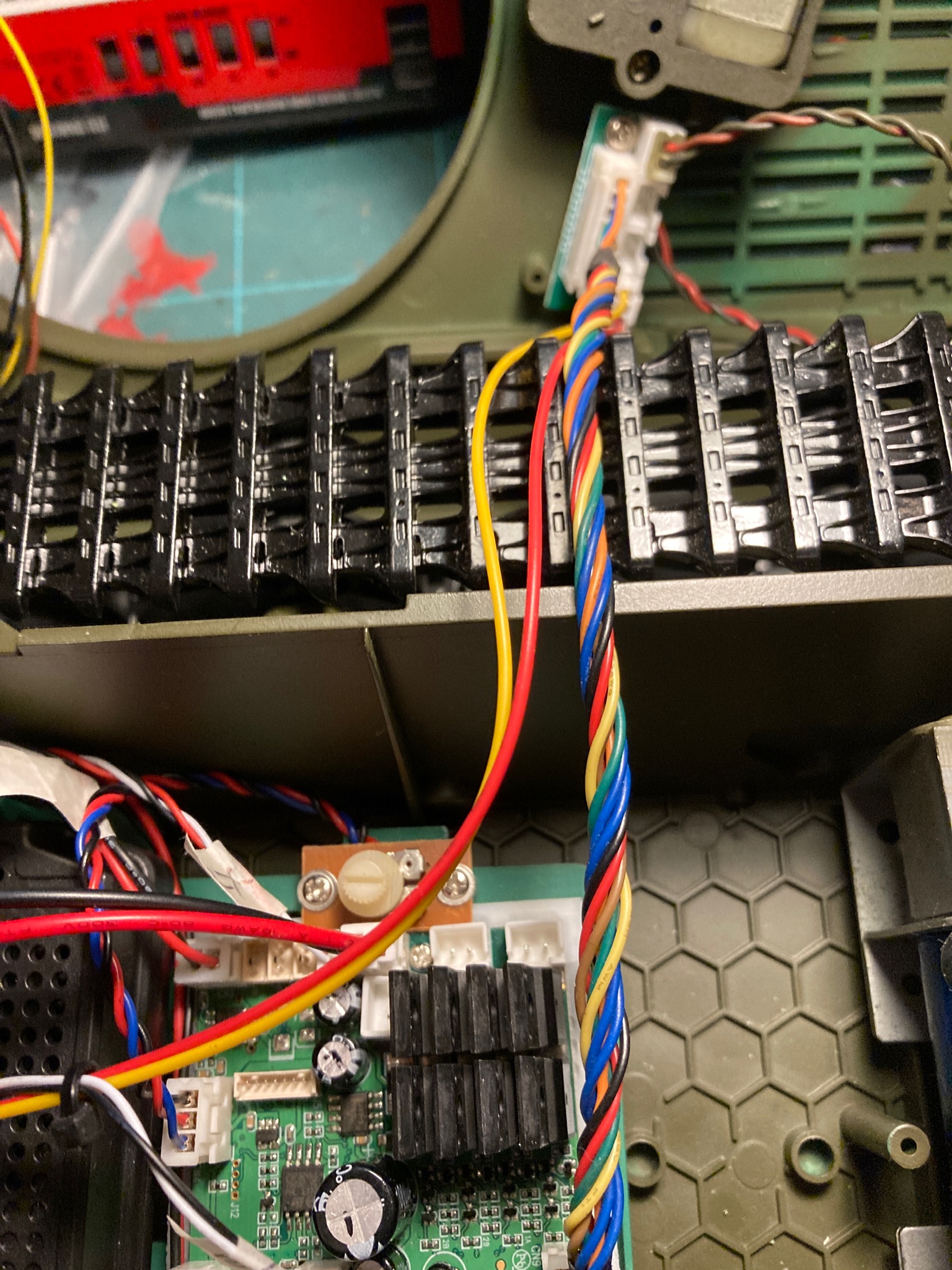 A few more wires connected and the small deck mounted board screwed in place