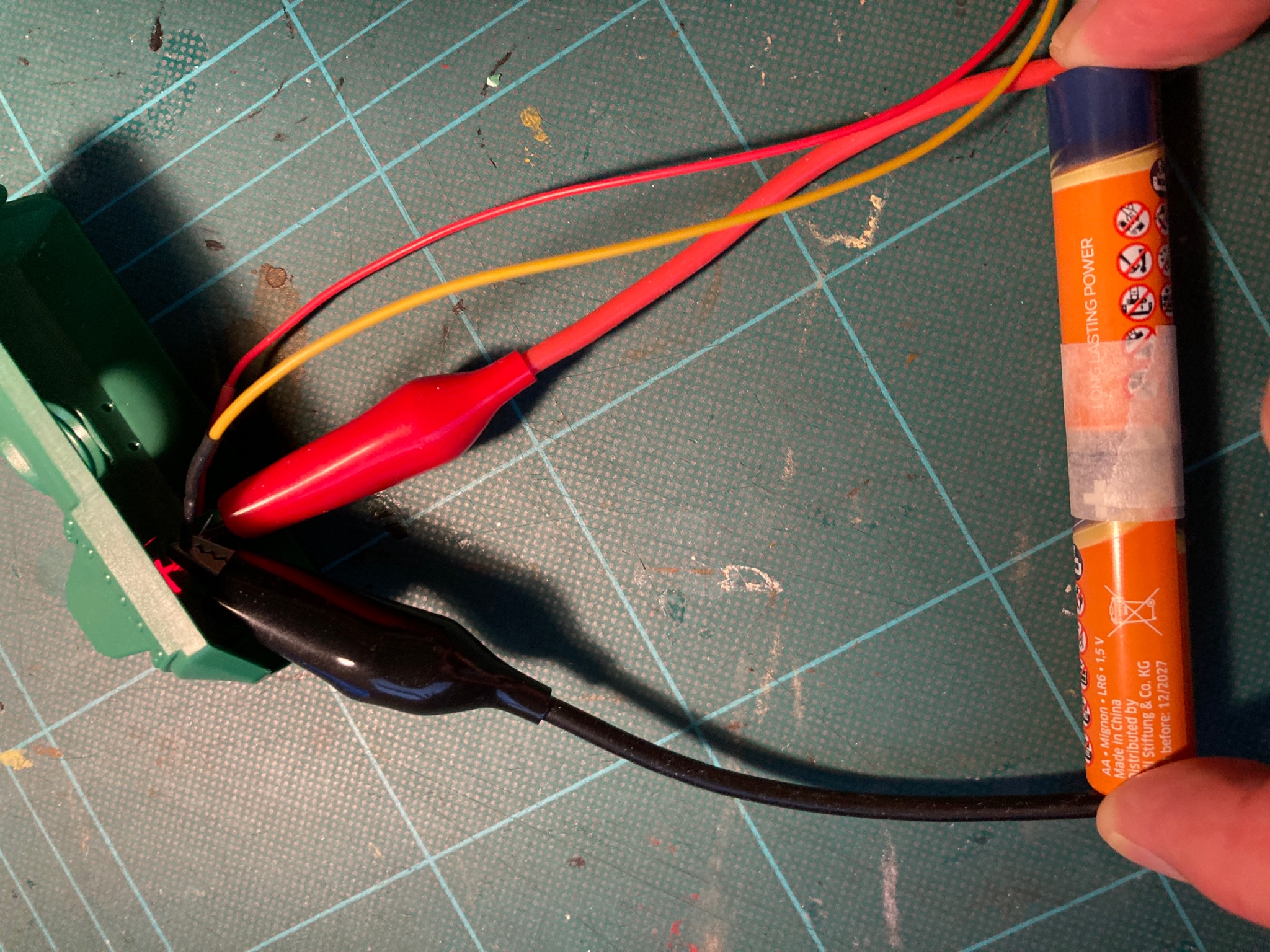 I removed the mantlet and connected the bulb to a 3volt supply.