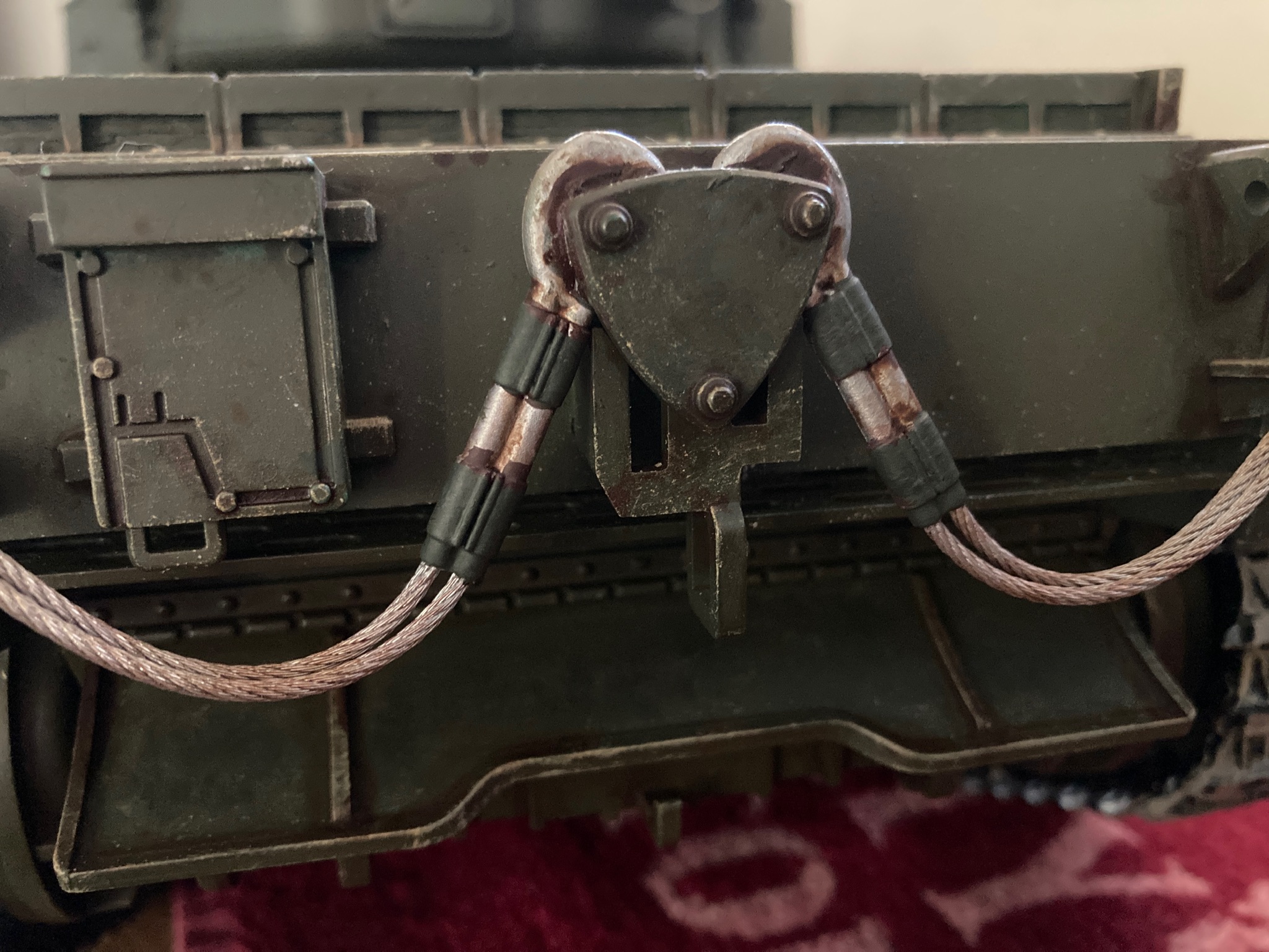 Two rope cleats now dark green colour?