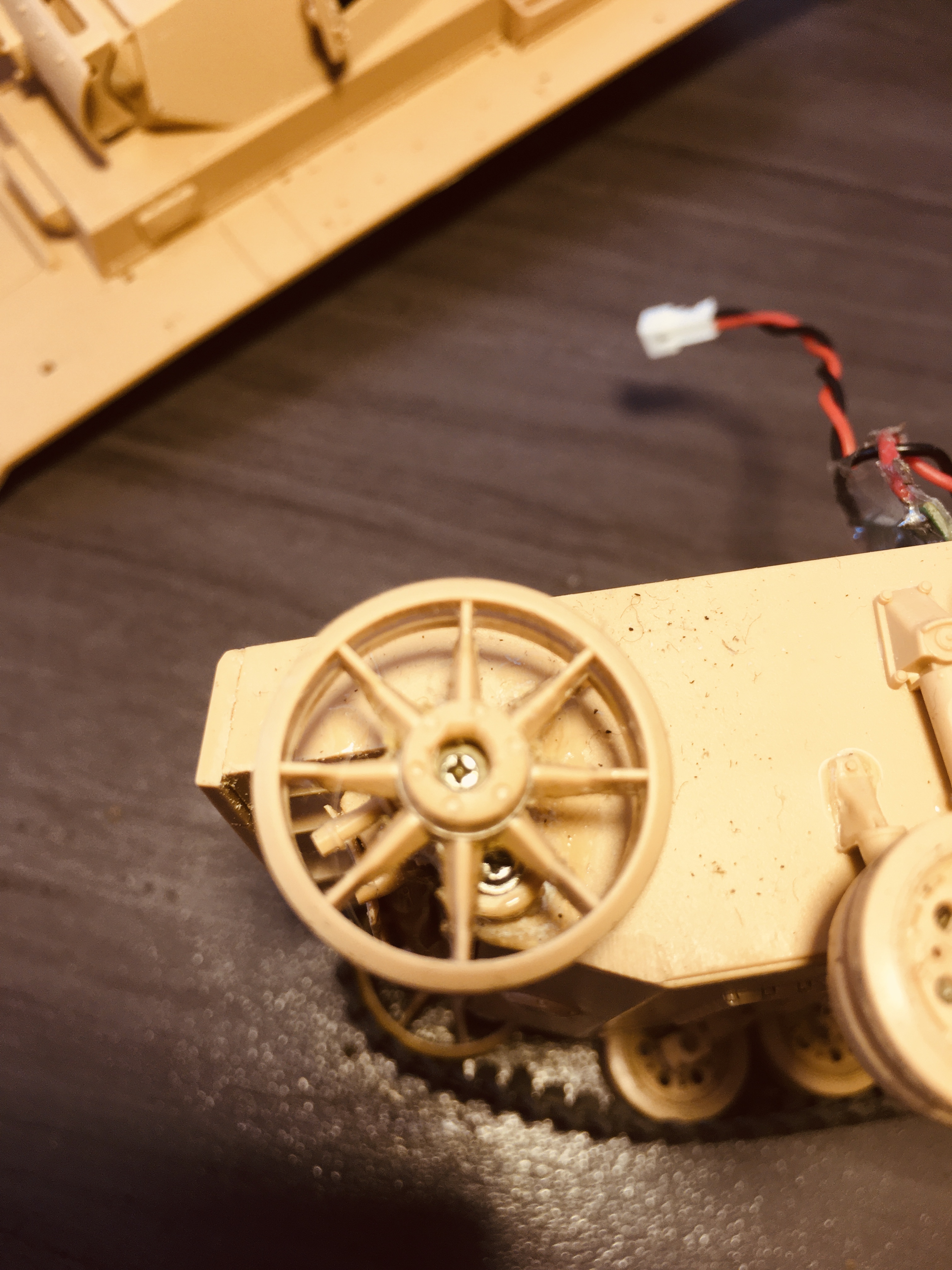 Idler wheels mods are extensive to give enough strength for rubber tracks.