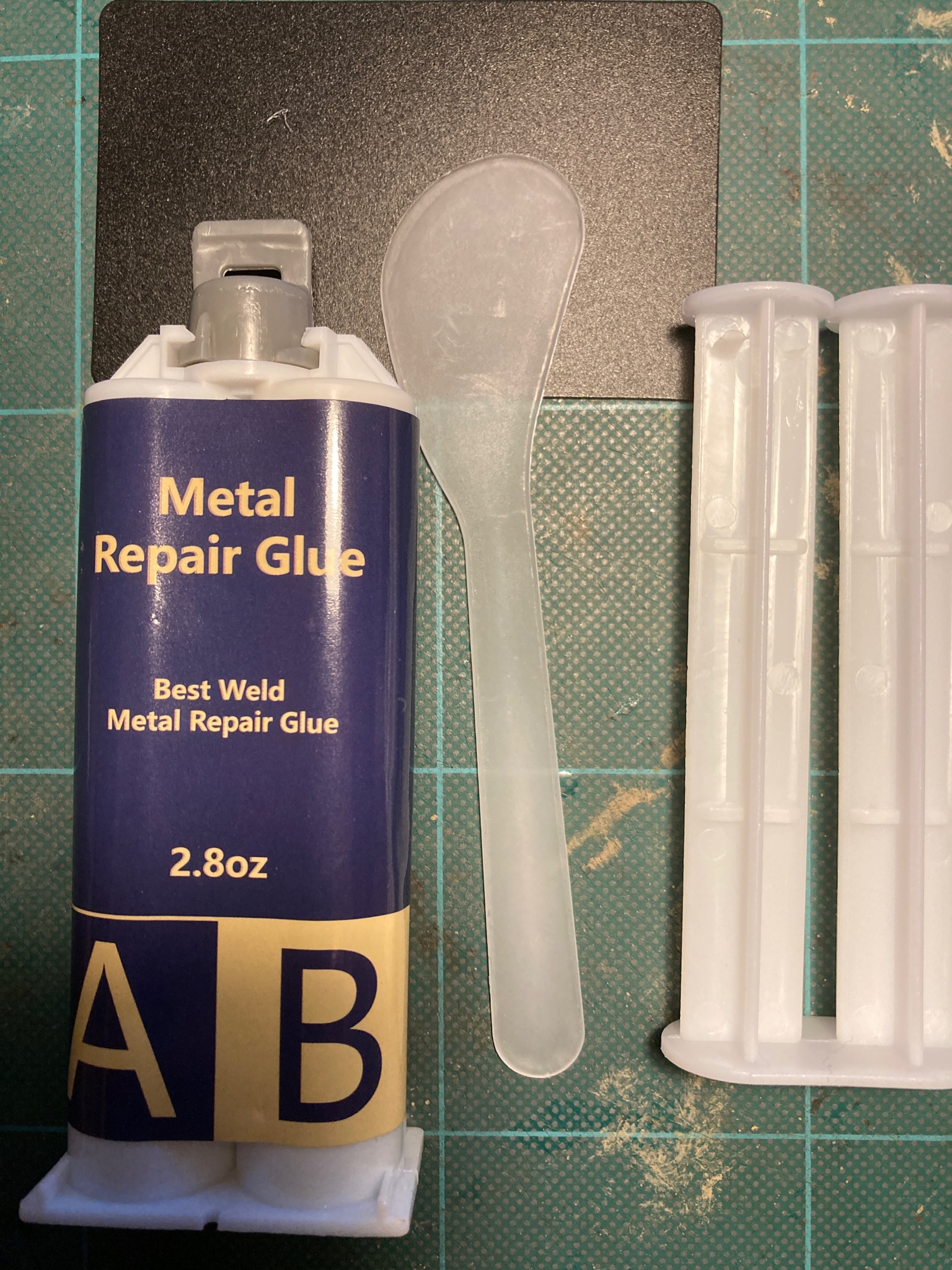 Metal repair glue used.
