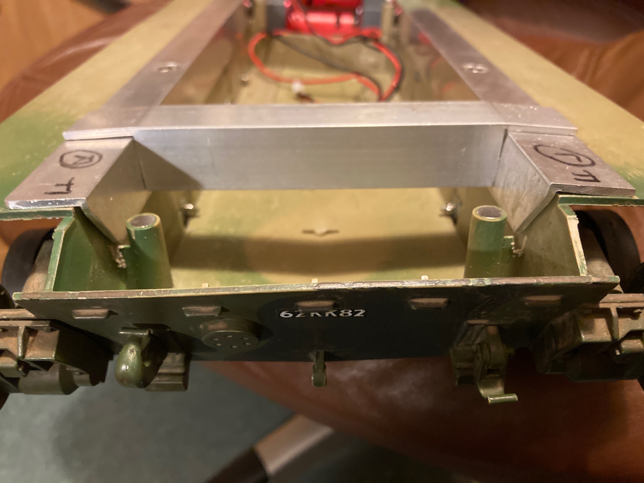 Cross bar in position ready for fixing.