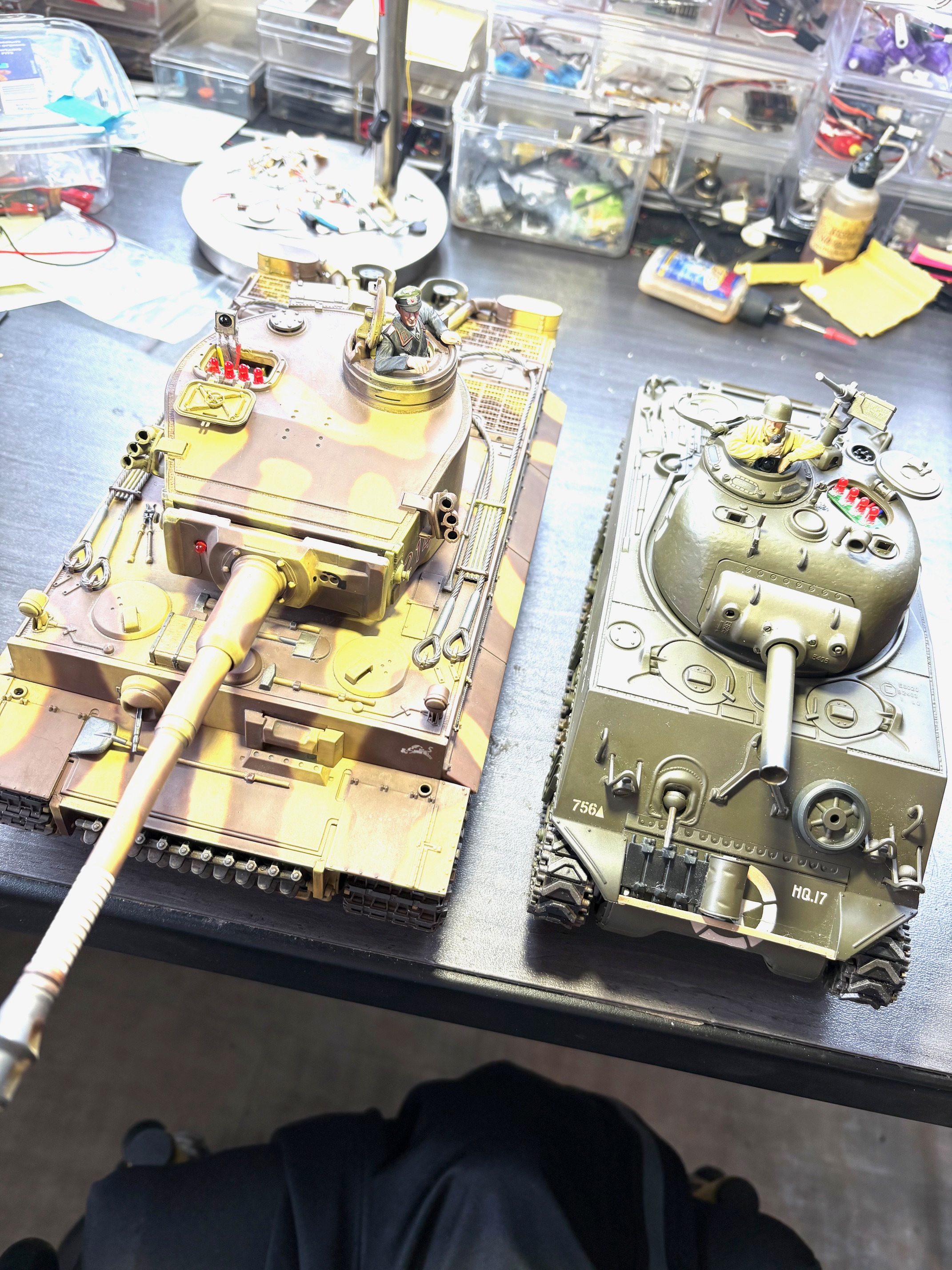 Heng Long 4 LED scoring display added to Sherman and Tiger 1. These Tanks are ready for IR battle! Still got to change that BIG RED MG LED! I was short on LED's at that time but I now have smaller ones that would look less TOY LIKE lol.