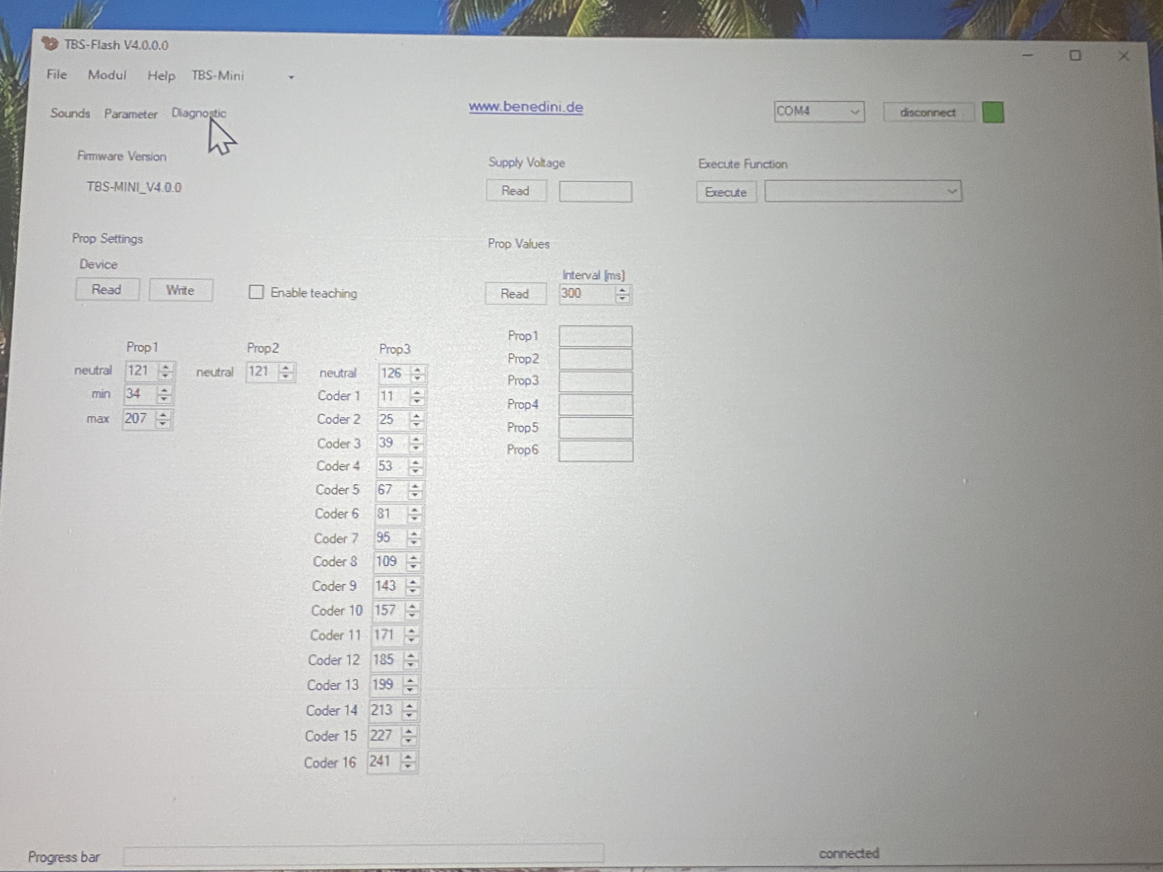 TBS V4.0 Diagnostics Settings