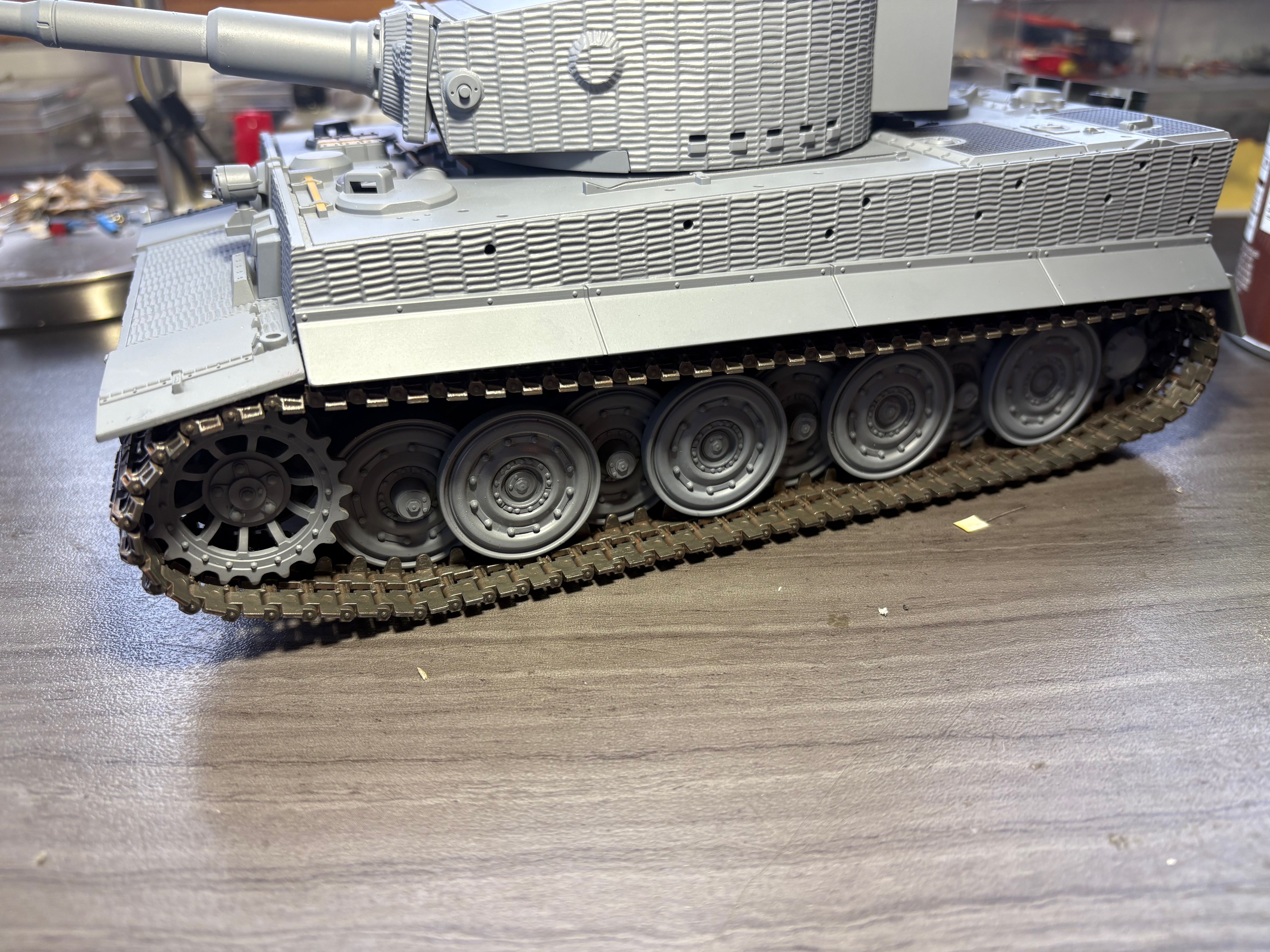 Stock rubber tracks on the Taigen.