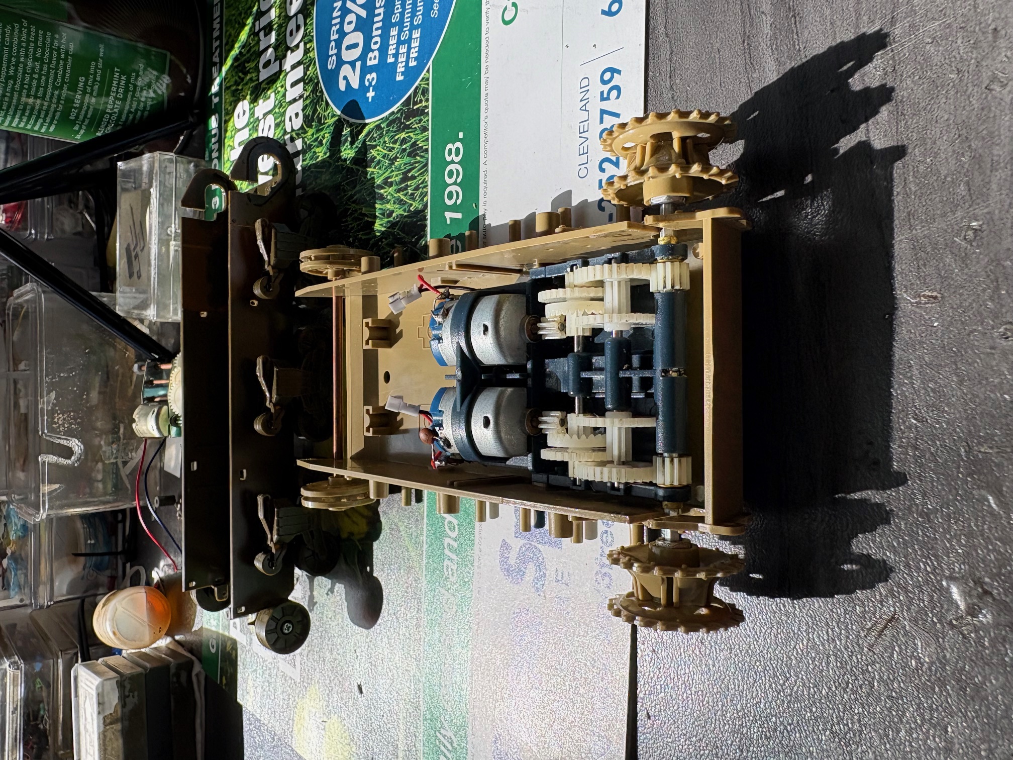 This is the M60 gearbox with motors from the Panzer III L in its new home. This gearbox is from an Academy M60 tank that I bought new just for the gearbox. These work very well despite having a plastic frame. Notice the steel idler axle that comes with this PNZ III M motorized kit, this is a must for any R\C conversion and saves a lot of time if already in the kit.