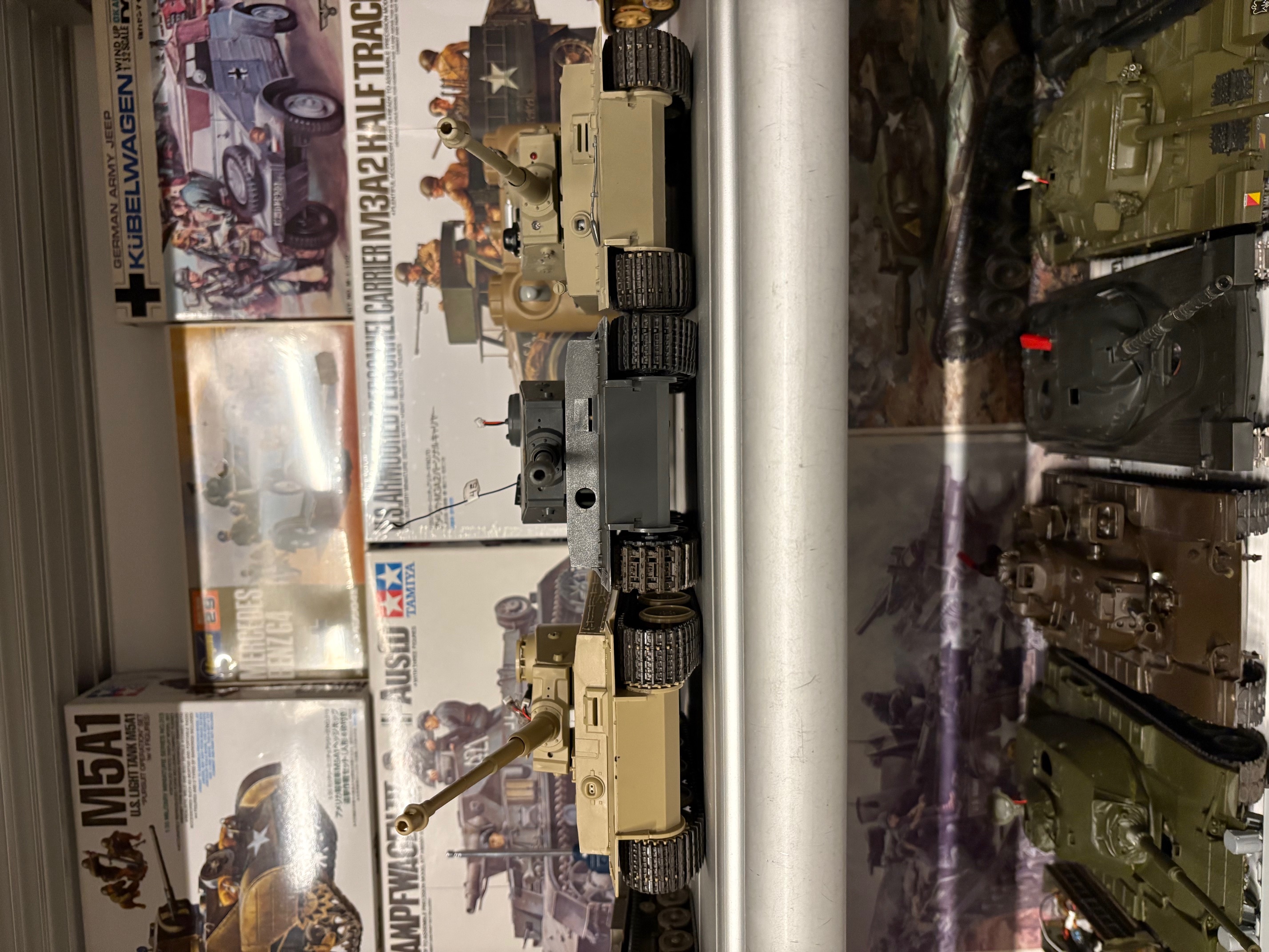 3 Tigers. Radio systems left to right, DSMX with Telemetry, Old school Aircraft 72 mHz,  C-2.4G IR Battle tank.