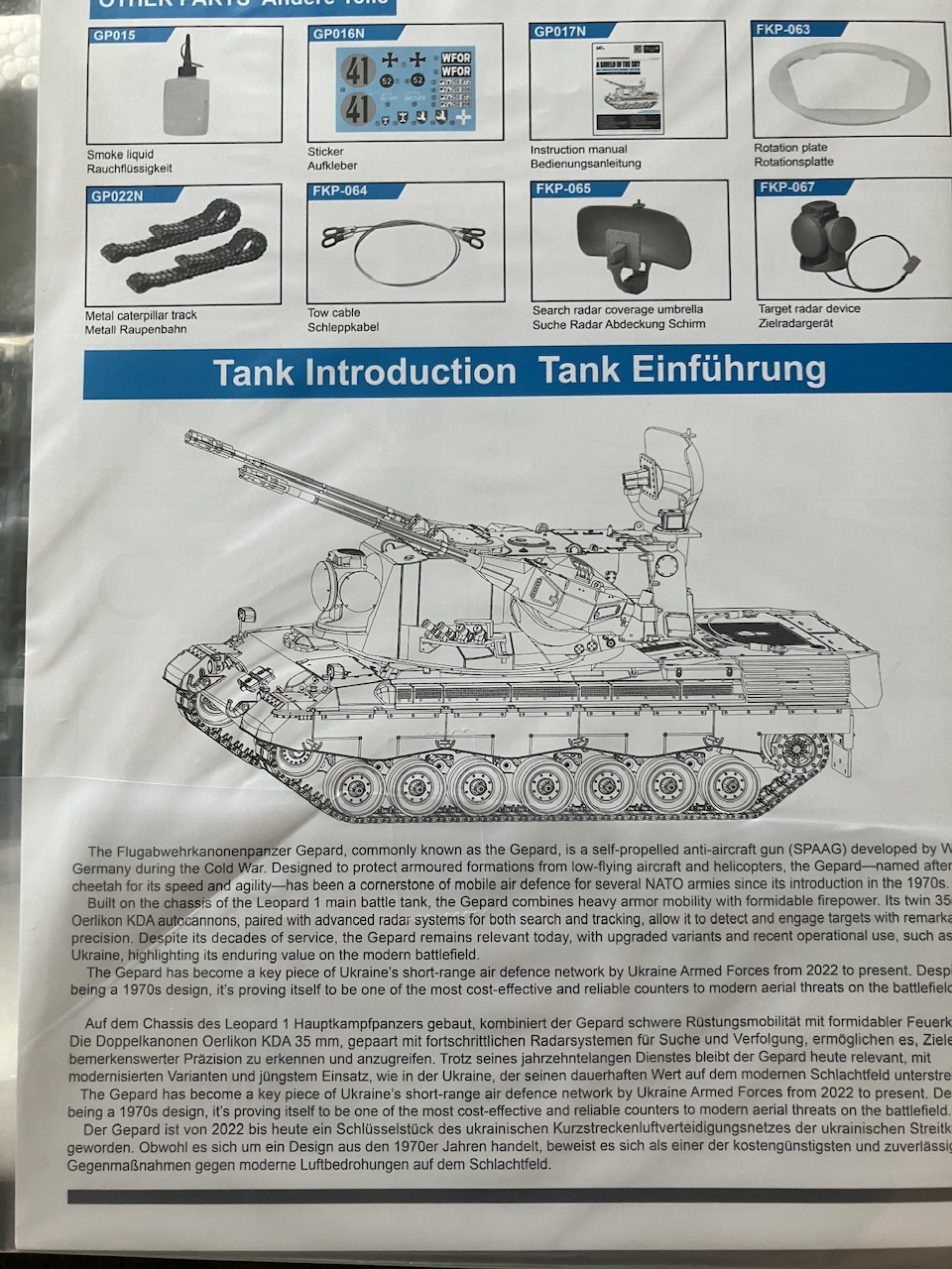 The instructions have a little history about the tank.