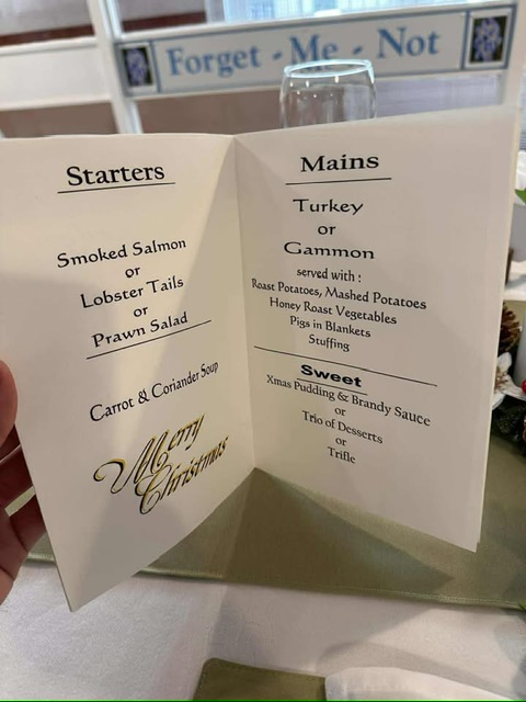 Christmas menu.