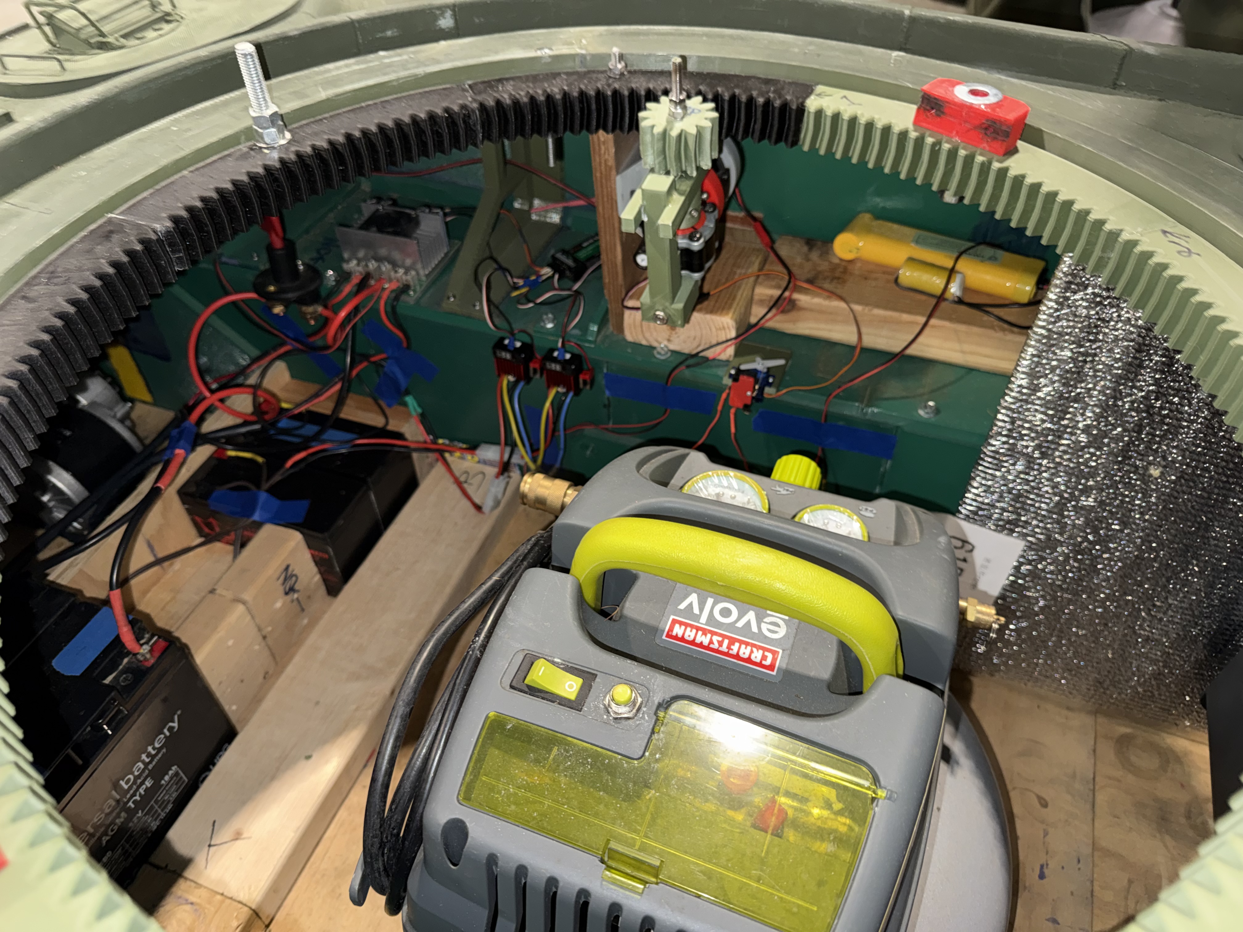 Inside of the 1/3 scale Sherman. Tried to post more photos, but I’m having trouble with the website accepting the file size