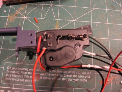 In this pic you can see my version of the mini switch mounting technique. NOTE: in the Stug, there is little room for the switch due to cannon mount...so plan ahead! That is why it is located like this...which actually works out well...