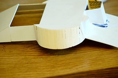 I got the basis of the upper hull done. The strip balsa on the side is how I eventualy got over the problem of the 'bulges' on the sides.
