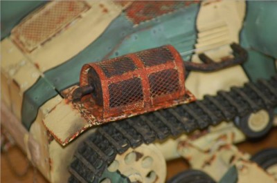 Exhuast made from 2, 1/72 scale c-130 wheels, wrapped in card and old model spru for the pipes.