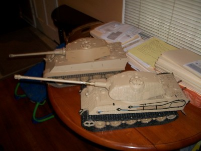 Tamiya Twins Porsche and Henschel under construction