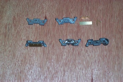 These are the parts and both sides of a completed shoe.