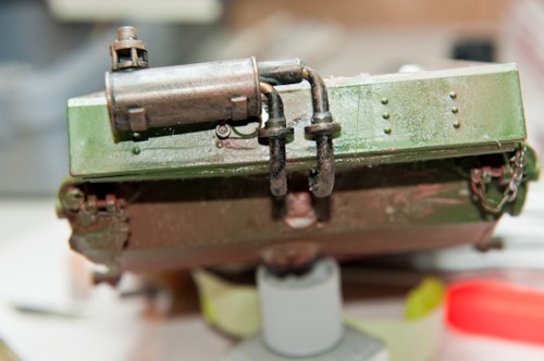 Here the fording exhaust goat rope. I don't want to go through that again. I will make some L brackets for the exhaust this week and get them installed. Then weld up the exhaust pipes.