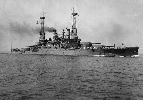 USS South Carolina first American Dreadnought Class ship 305mm main guns centerline turrets x 4