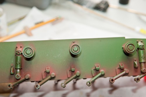 Got the return rollers on, waiting for the screws for the road wheels to show up.