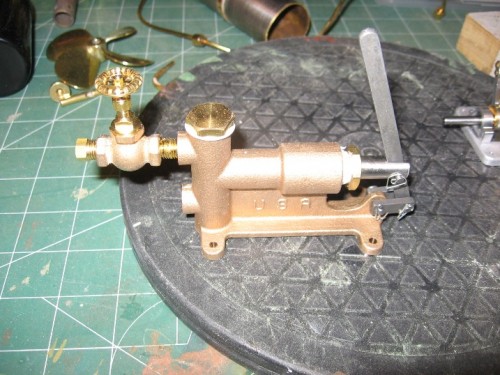 hand operated boiler pump with globe valve..