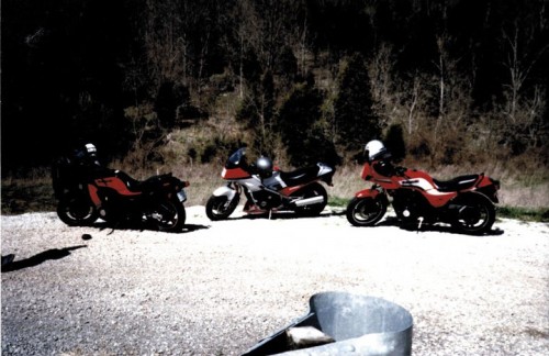 July 1984 Two Kawasaki's  GPZ750Turbo GPZ750A and a Yamaha FJ1100 all new