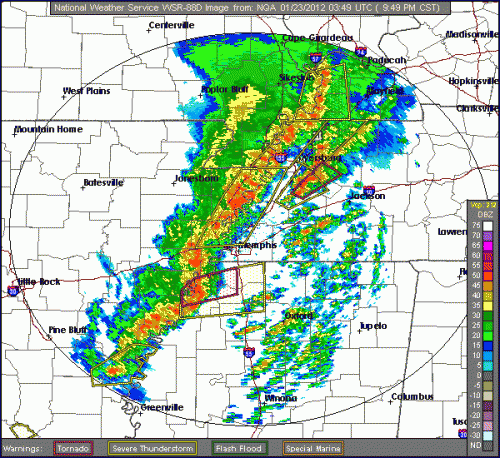Memphis nexrad RADAR SYSTEM 1-22-2012 10PM