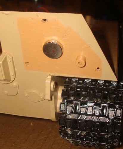 Magnet attached to the hull with some superglue