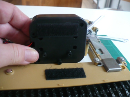 Relocated speaker unit (a result of moving the turret traverse motor) attached to hull with adhesive velcro.jpg
