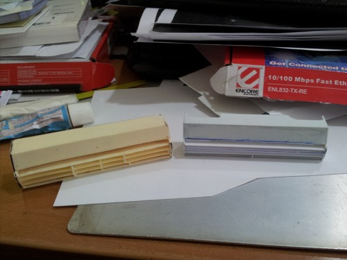 Building the gas deflector system from styrene sheets.