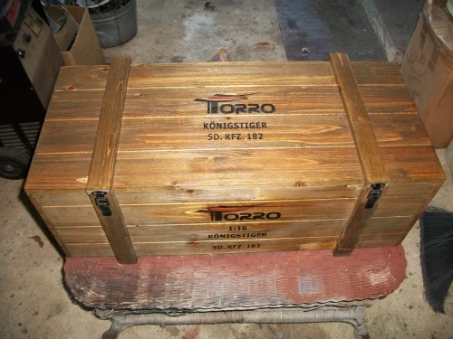 Crate after drying,maybe needs a bit more clear,the wood is very dry and absorbs the clear qiuckly.This has been drying for a while and the white wood is still resurfacing a bit