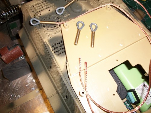 These are the additional copper wire tow cables,I used them for lid stops.Well opened the lid they parted and the hinges pulled out of the lid.The hinges are very weak and very small with short narrow screws.I have purchased proper hardware and will repair these,solder FLUX used with solder melted first into the cabel ends,then inserting the cables heating the cable end forcing the solder to &quot;FLOW&quot;into the cable,cooling it will bond and these should be very strong.I used this method making cables for my 1/6th scale TIGER which are very strong.