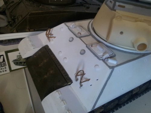 Starting the detailing of the glacis.