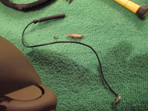 After moving the screw and lead I removed the post with a small pair of needle nose pliers.  It came out easily with minimal tugging.