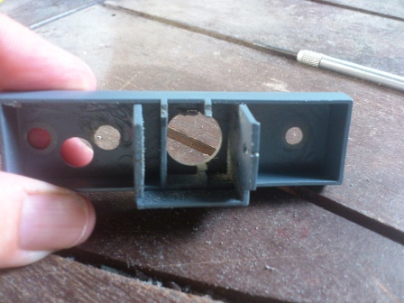 Behind the HL mantlet is this piece which connects to the original bb gun. Here I have cut away some of the structure and enlarged the hole for the metal barrel.jpg