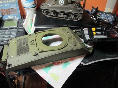 No parts arrived today so resuming work on cutting out the rear deck engine bay grills took up the evening.