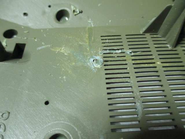 Third mounting post removed and the cut mostly completed