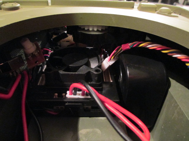 Quarter of an inch clearance between the turret rotation gear box and the speaker enclosure.